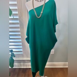 Trina Turk Radiant One-Shoulder Dress Green Small NWT Dolman  Cocktail wedding
